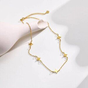 NWT Dainty Satellite Chain Necklace 18K Gold Plated Star Link Minimalist